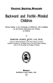 Cover of: Backward and feeble-minded children