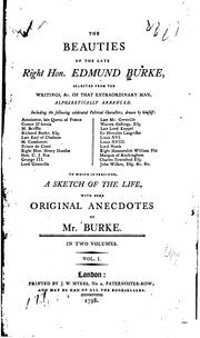 Cover of: The beauties of the late Right Hon. Edmund Burke