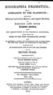 Biographia dramatica by David Erskine Baker