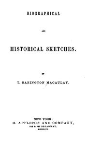 Cover of: Biographical and historical sketches. by Thomas Babington Macaulay