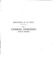 Cover of: Charles d'Orléans, joueur d'échecs