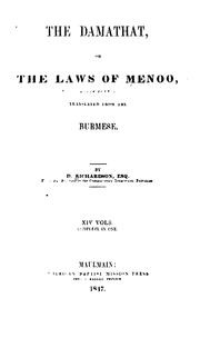 Cover of: The Damathat, or The laws of Menoo, tr. from the Burmese. by Manu (Lawgiver)