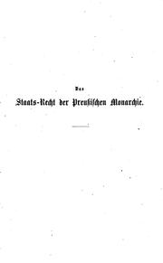 Cover of: staatsrecht der Preussischen monarchie.
