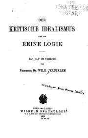 Cover of: Der kritische idealismus und die reime logik