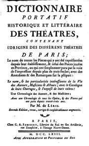 Dictionnaire portatif historique et littéraire des théatres by Antoine de Léris