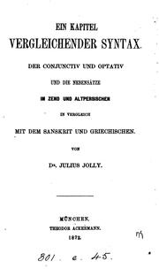 Cover of: Ein kapitel vergleichender syntax. by Jolly, Julius