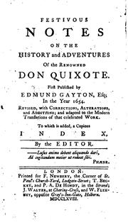 Cover of: Festivous notes on the History and adventures of the renowned Don Quixote.