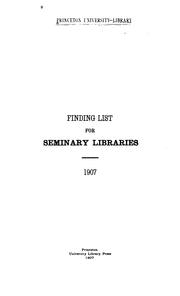 Cover of: Finding list for seminary libraries.