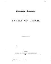 Genealogical memoranda relating to the family of Lynch