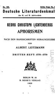 Cover of: George Christoph Lichtenbergs Aphorismen