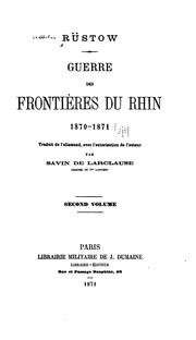 Cover of: Guerre des frontières du Rhin, 1870-1871.