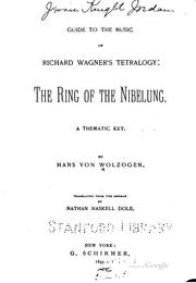 Cover of: Guide to the music of Richard Wagner's tetralogy: The ring of the Nibelung. A thematic key.