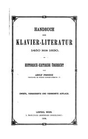 Cover of: Handbuch der klavier-literatur 1450 bis 1839. by Prosniz, Adolf