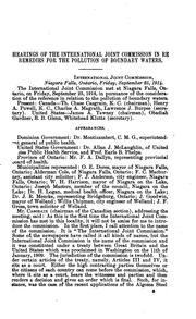 Cover of: Hearings of the International joint commission in re remedies for the pollurtion of boudary waters between the United States and Canada | International joint commission (United States and Canada)