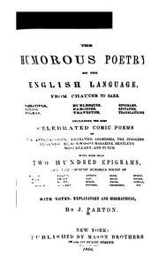 Cover of: humorous poetry of the English language