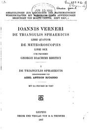 Cover of: De triangulis sphaericis libri quatuor by Werner, Johannes