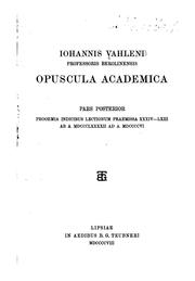 Cover of: Opuscula academica ...