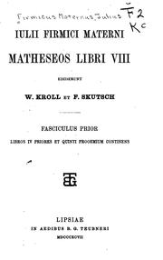 Cover of: Mathescos libri VIII