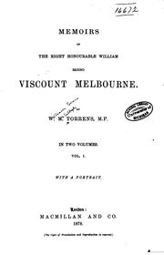 Cover of: Memoirs of the Right Honourable William