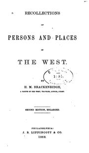 Cover of: Recollections of persons and places in the West