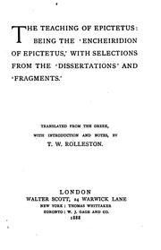 Cover of: The teaching of Epictetus: being the Encheiridion o Epictetus