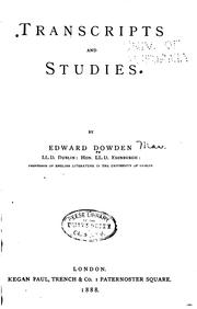 Cover of: Transcripts and studies.