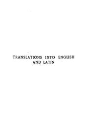 Cover of: Translations into English and Latin