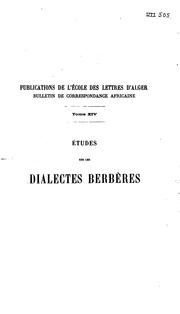 Cover of: Études sur les dialettes barbères