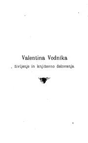 Cover of: Valentina Vodnika izbrani spisi.