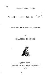 Cover of: Vers de société | Jones, Charles H.