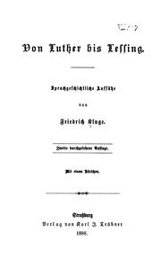Cover of: Von Luther bis Lessing. by Friedrich Kluge