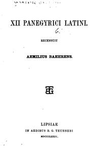 Cover of: XII panegyrici Latini.