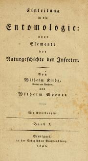 Cover of: Einleitung in die Entomologie by William Kirby
