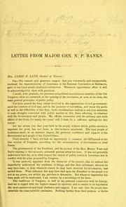 Cover of: Letter from Major Gen. N. P. Banks.