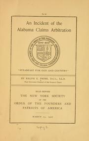 Cover of: incident of the Alabama claims arbitration ... | Ralph Earl Prime