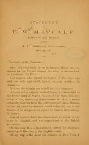 Cover of: Statement of E. W. Metcalf, builder of ship Delphine