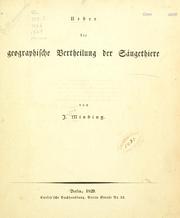 Cover of: Ueber die geographische Vertheilung der Säugethiere by Julius Minding