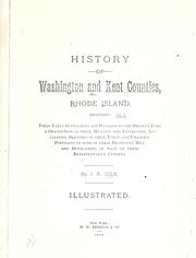 Cover of: History of Washington and Kent counties by J        R. Cole