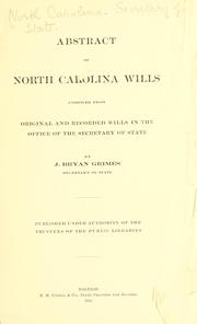 Cover of: Abstract of North Carolina wills