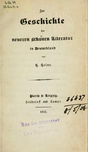 Cover of: Zur Geschichte der neueren schönen Literatur in Deutschland. by Heinrich Heine