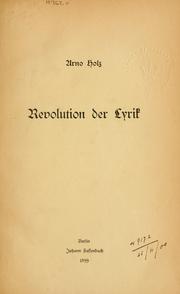 Cover of: Revolution der Lyrik.