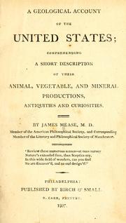 Cover of: A geological account of the United States by James Mease