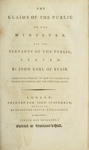Cover of: claims of the public on the minister, and the servants of the public, stated