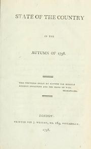 Cover of: State of the country in the autumn of 1798.