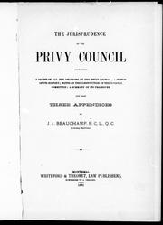 The jurisprudence of the Privy Council by J. J. Beauchamp