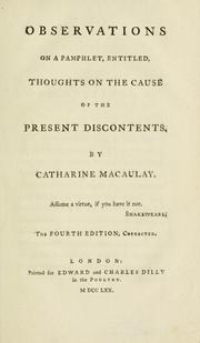 Cover of: Observations on a pamphlet, entitled, Thoughts on the cause of the present discontents