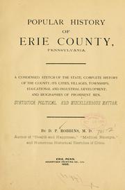 Cover of: Popular history of Erie county, Pennsylvania. by David P. Robbins