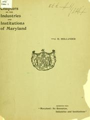 Cover of: Chapters on the industries and institutions of Maryland.