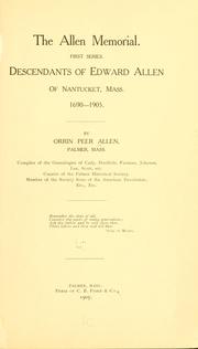 Cover of: The Allen memorial. by Orrin Peer Allen