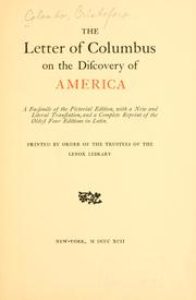 Cover of: letter of Columbus on the discovery of America.